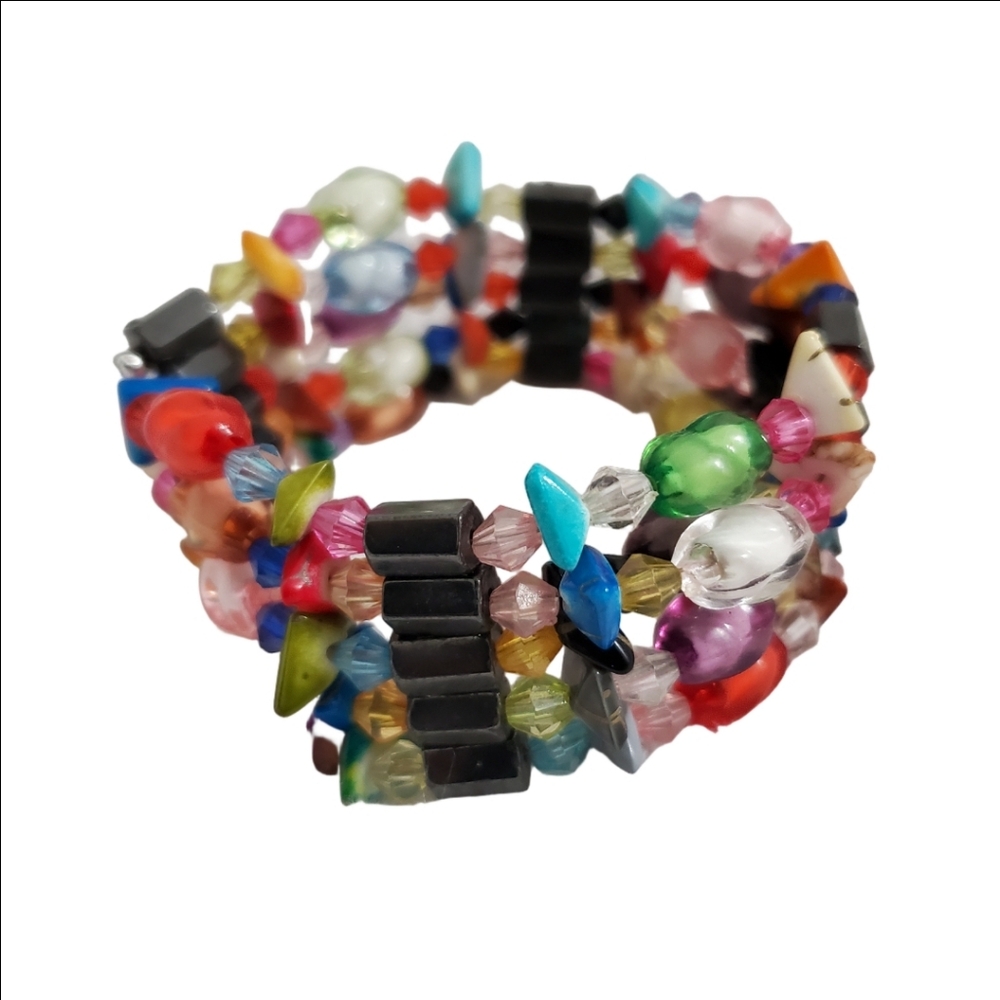 Hematite Magnetic Colorful Wrap Bracelet Necklace - Picture 2 of 8